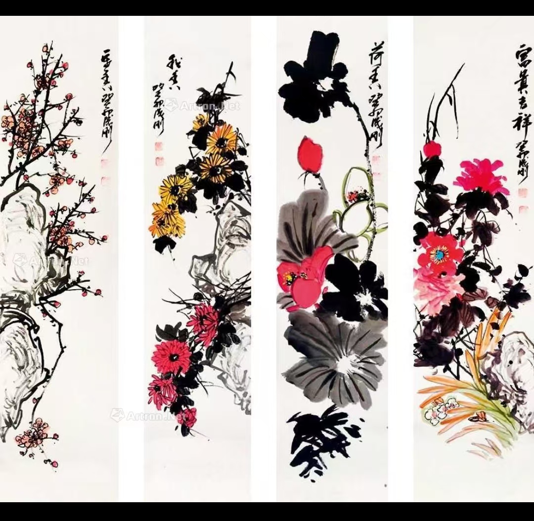 【V】花鸟四条屏-资源网