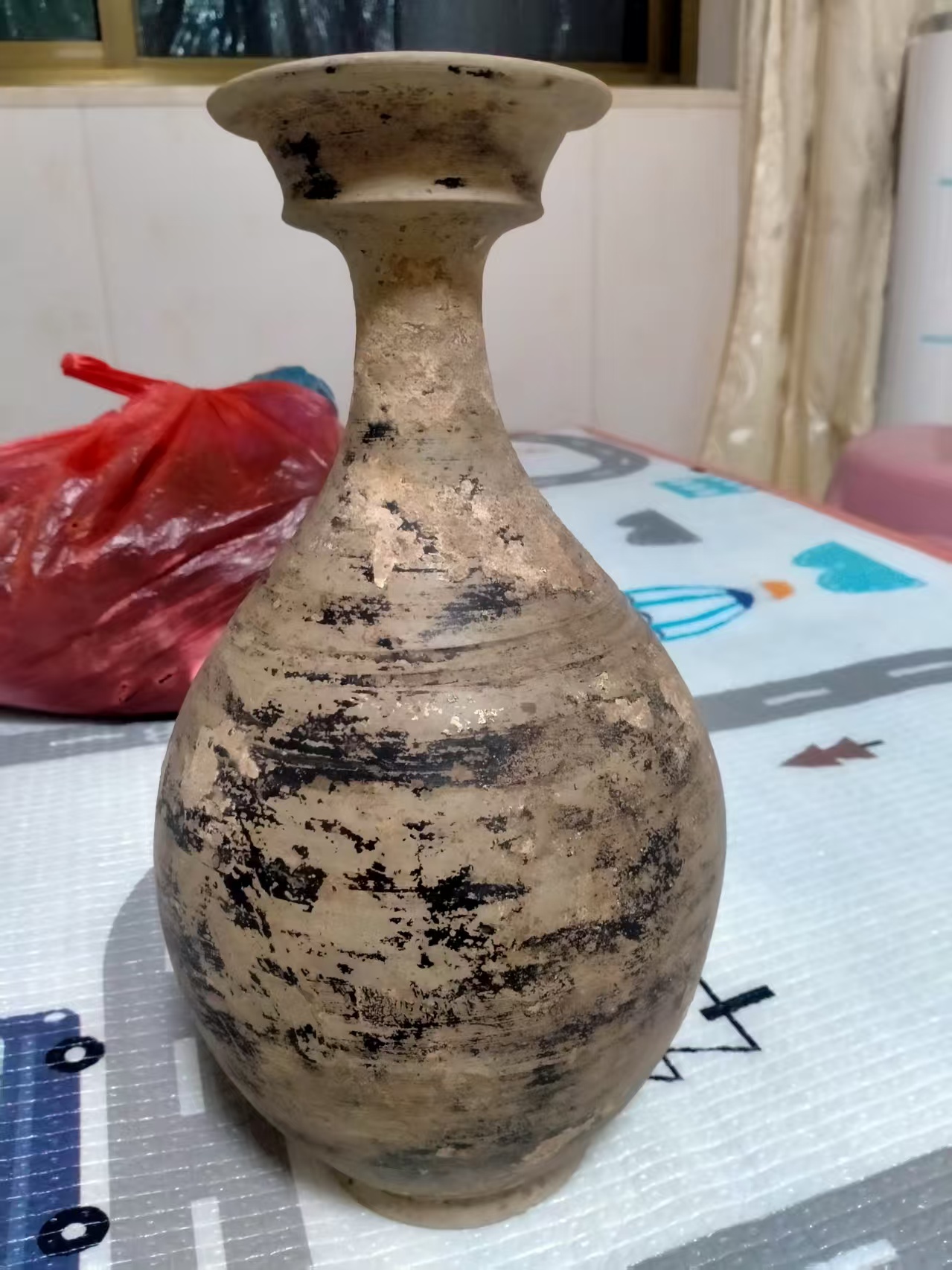 【V】宋代窑褐绿彩盘口瓶-资源网