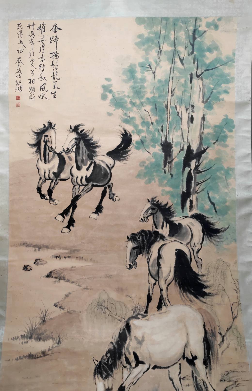 【V】徐悲鸿《五骏图》大立轴-资源网